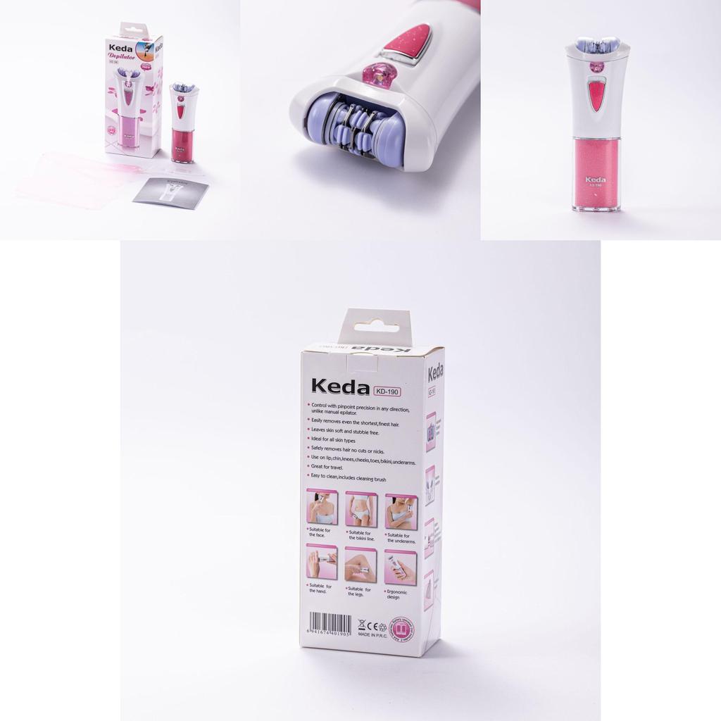 Keda190 Womens Electric Hair Remover With Brush Cleaning System For Sensitive Skin