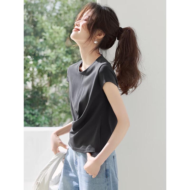 Women's Casual Slim-Fit Twisted Waist Short Sleeve T-Shirt