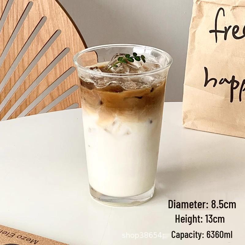 Ins Style Flip-Top Glass Beverage Cup for Coffee, Tea, Milk, Milkshakes, Lattes, and More