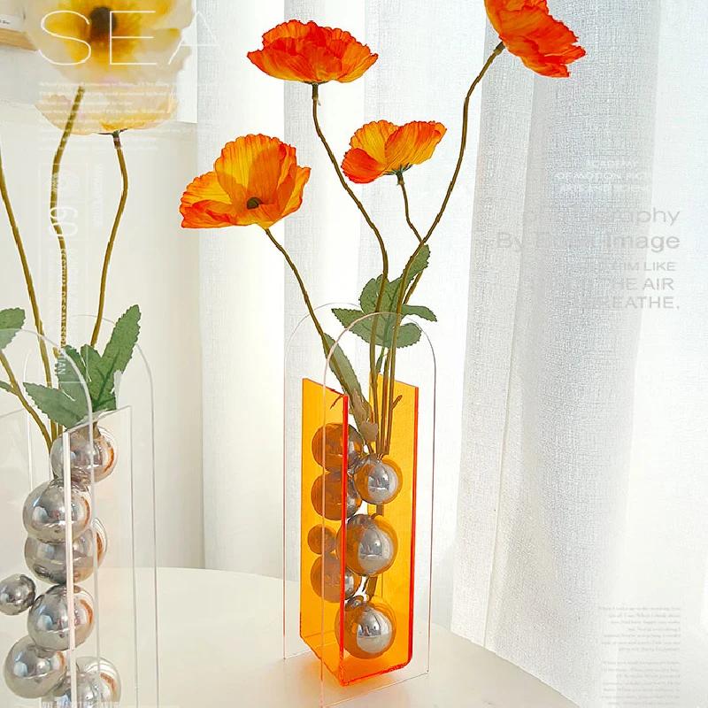 Acrylic Transparent Box Vase Desk Decorative Ornaments Spherical Crafts Room Abstract Art Decoration Geometric Decoration