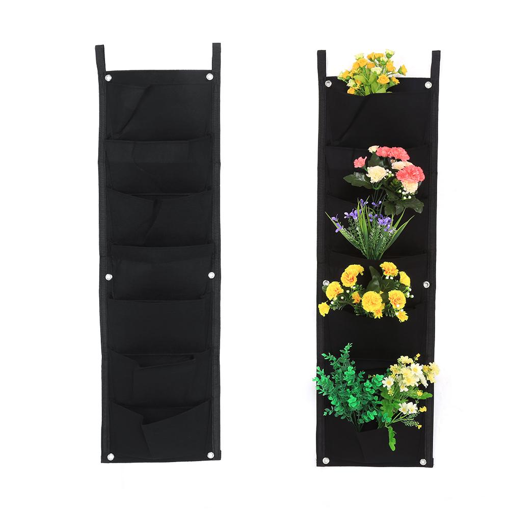 Pocket Vertical Felt Garden Plant Grow Container Bags Wall Hanging Planter 7 Pocket 100*30CM