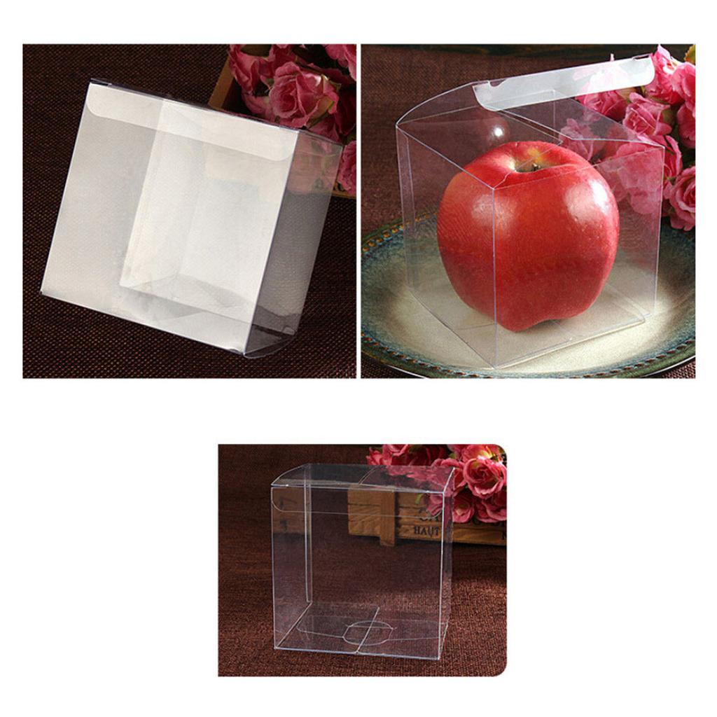 10 Stück Klare Transparente PVC Süßigkeitenbox Quadratische Plastik Geschenkverpackungsbox Hochzeit Dusche Geburtstagsparty 10x10x10cm