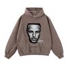 Mens Oversized Cotton Hoodie Streetwear Loose Fit Heavyweight Sweatshirt With Distressed Wash Effect