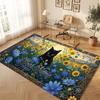 Cat Theme Crystal Velvet Floor Rug Personalized Custom Name Text Warm Carpet Home Decoration
