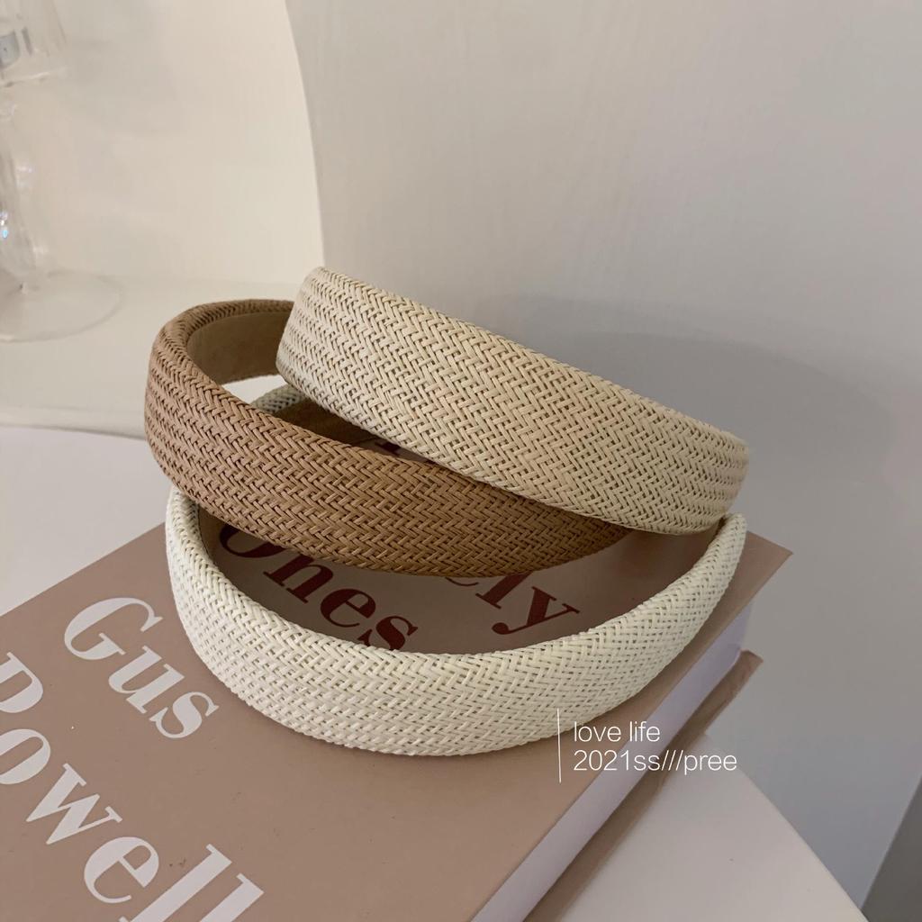 Korean Cotton Linen Woven Summer 2022 Retro Wide Headband