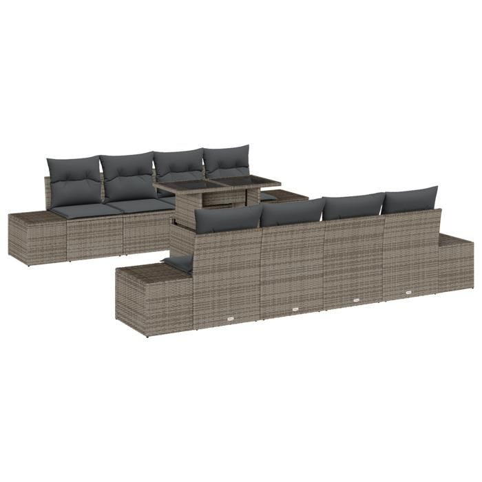 VidaXL Ensemble de canapé de jardin 7 pièces avec coussins gris en polyrotin 3357882