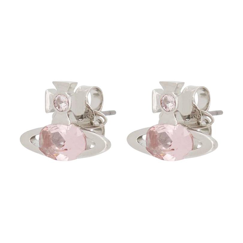 Vivienne Westwood Polished Design Brass Crystal Earrings Women earrings Pink 6201034P-02P347 Basic Packaging