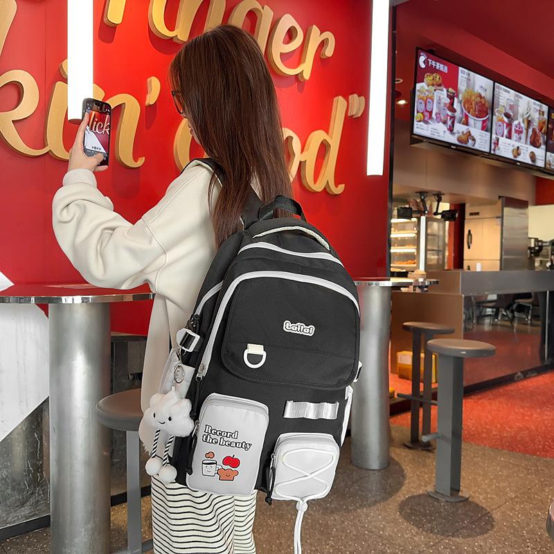 Girl cute little fresh backpack junior high school high school student campus schoolbag women's leisure large-capacity travel backpack