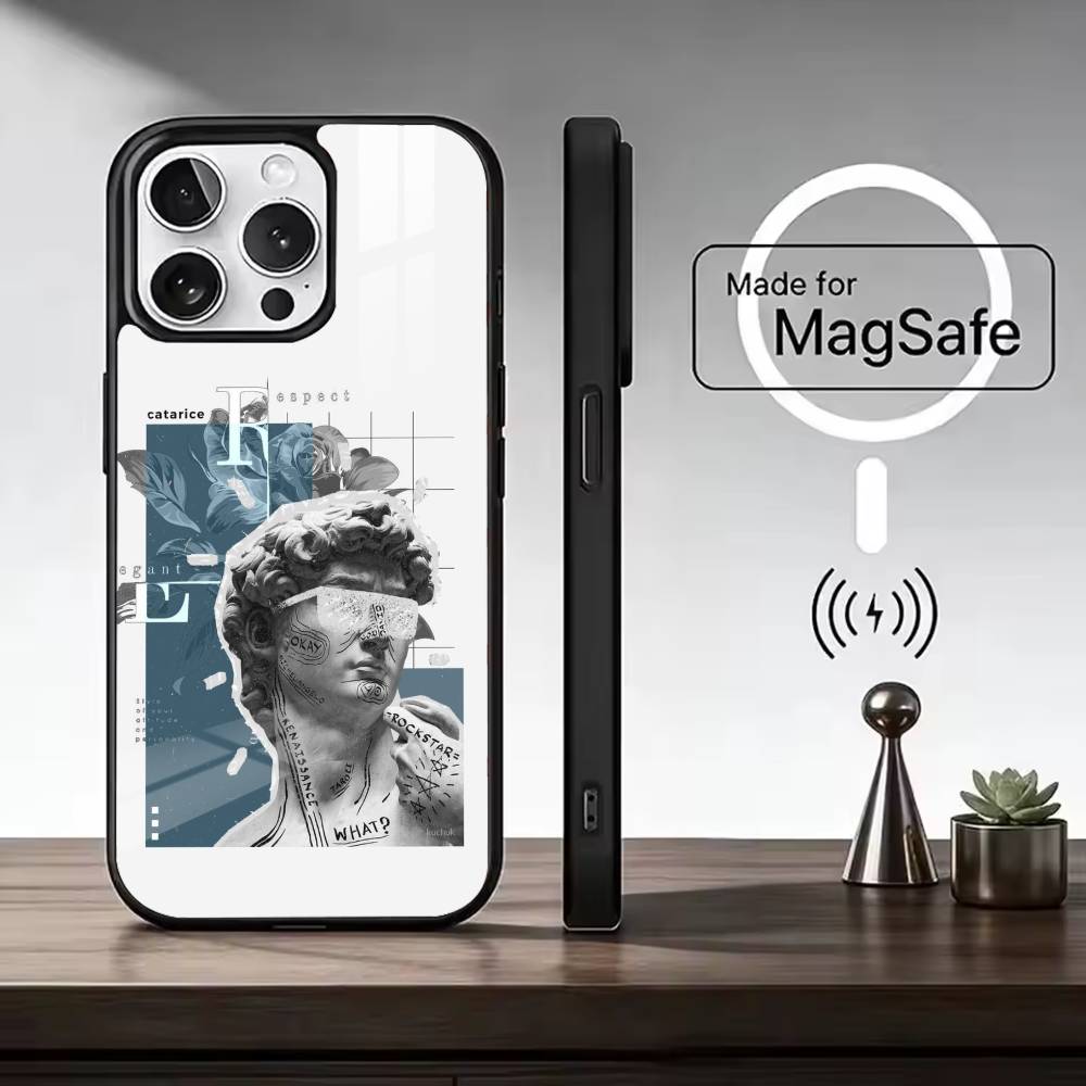 R-Renaissance art Painting For Magsafe Phone Case for iPhone 17 16 15 14 13 12 11 Series Wireless Charging