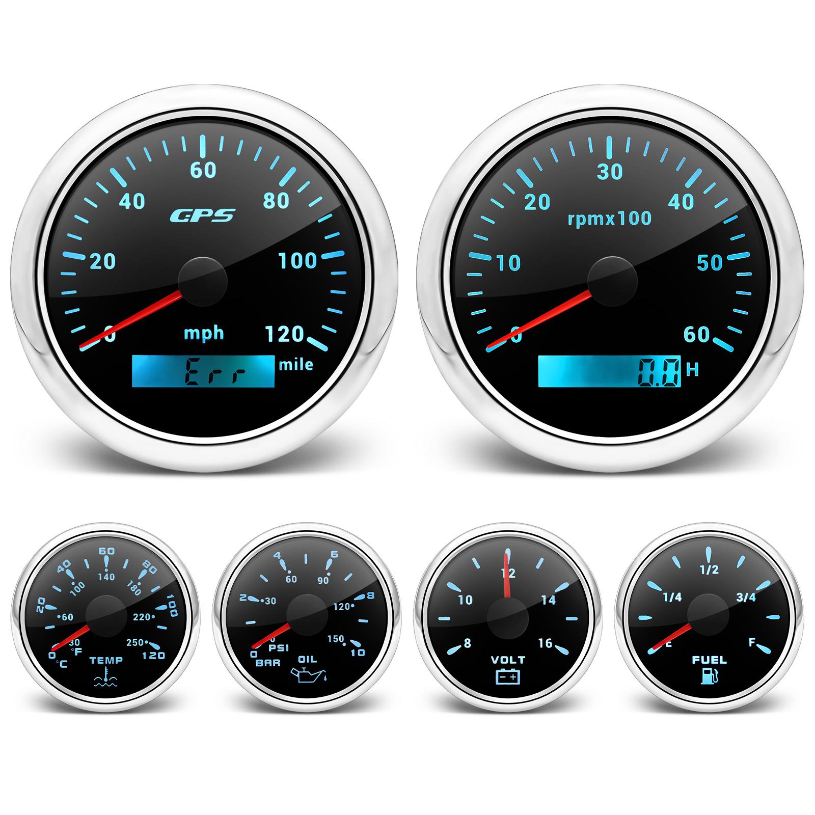 

85MM+52MM набор датчиков с датчиком 1/8NPT автомобильный лодочный водонепроницаемый спидометр миль/ч км/ч температура воды вольтметр давление масла тахометр указатель уровня топлива