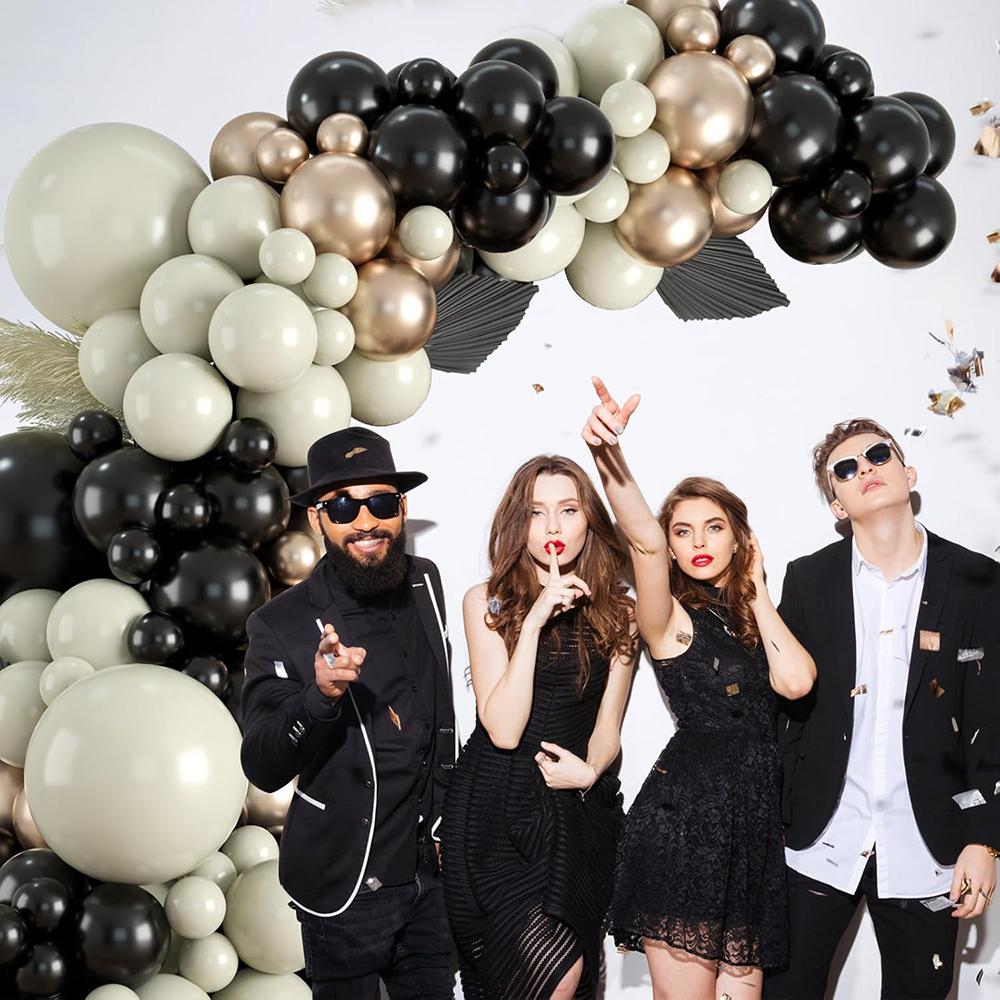Black White Sand Balloons Garland Sand White Champagne Gold Ballon Arch Kit Birthday Party Baby Shower Wedding Decoration Globos
