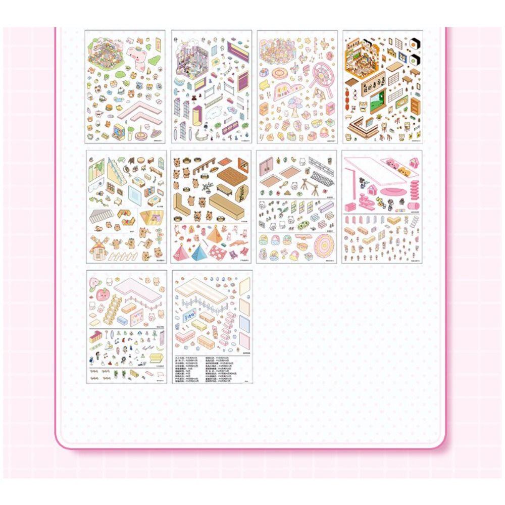 Decompression 3D Landscape Sticker 20-in-1 Miniature Scene Collage  Children