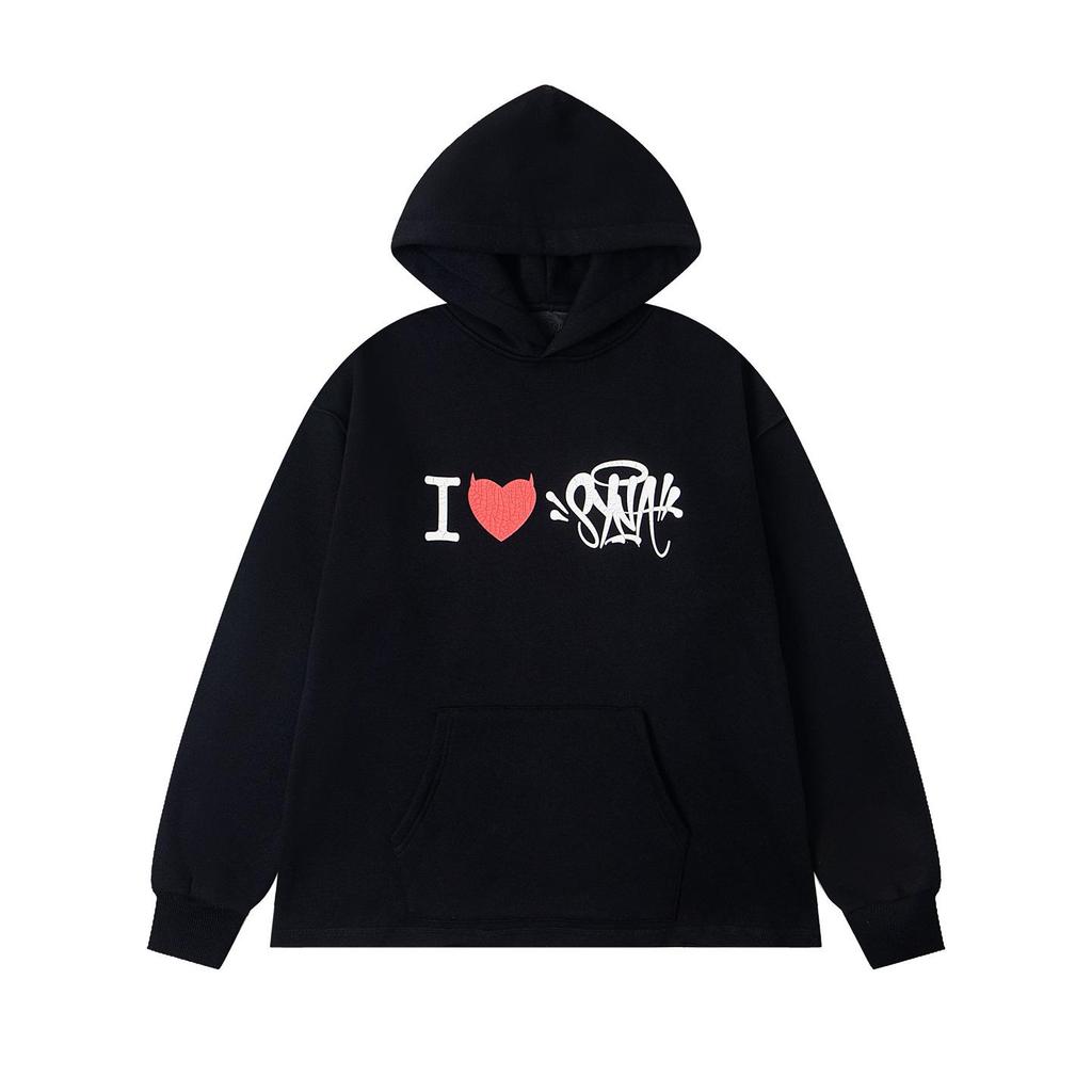 Synaworld Unisex Trendy Hip Hop Letter Print Fleece Hoodie - Casual Loose Fit for Men and Women