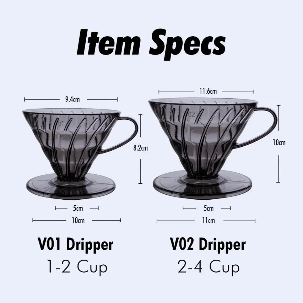 Plastic Coffee Filter Cup V shaped 60 Spiral Hand Filter New Coffee Hand Dripper  Party