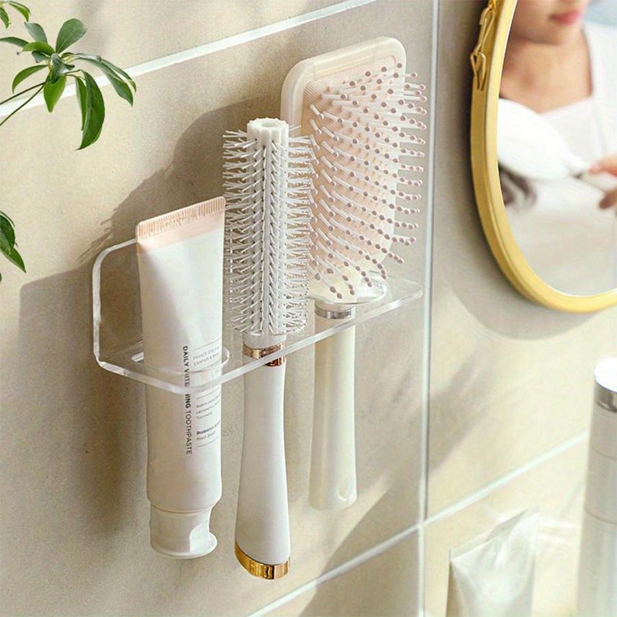 1pc Multifunctional Bathroom Comb Holder Shelf Wall-Mounted Storage Box, No Drilling Required