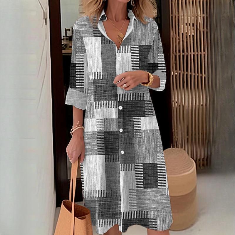 EastRogue Chemise Robe Décontractée Automne Hiver Femme Tempérament Boutons Col Chemise Manches Longues Ample