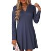 Dresses For Women Loose V Neck A-Line Casual Long Sleeve Dress