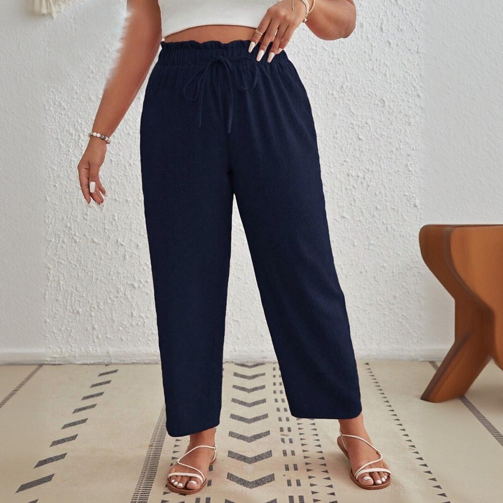 Pantaloni da Donna a Gamba Larga con Elastico in Vita e Coulisse, Vestibilità Larga, Leggeri, Casual, con Tasche per l'Uso Quotidiano