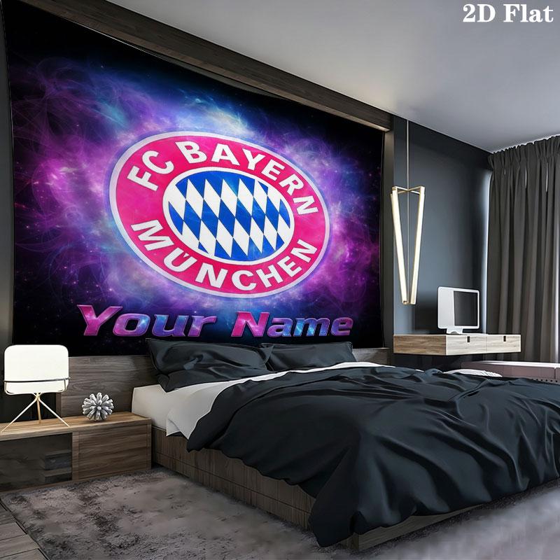 FC Bayern Munchen Custom Name Wall Tapestry Aesthetic Wall Hanging Printed Fabric Blanket Decorative Tapestries for Bedroom Living Room Home Decor