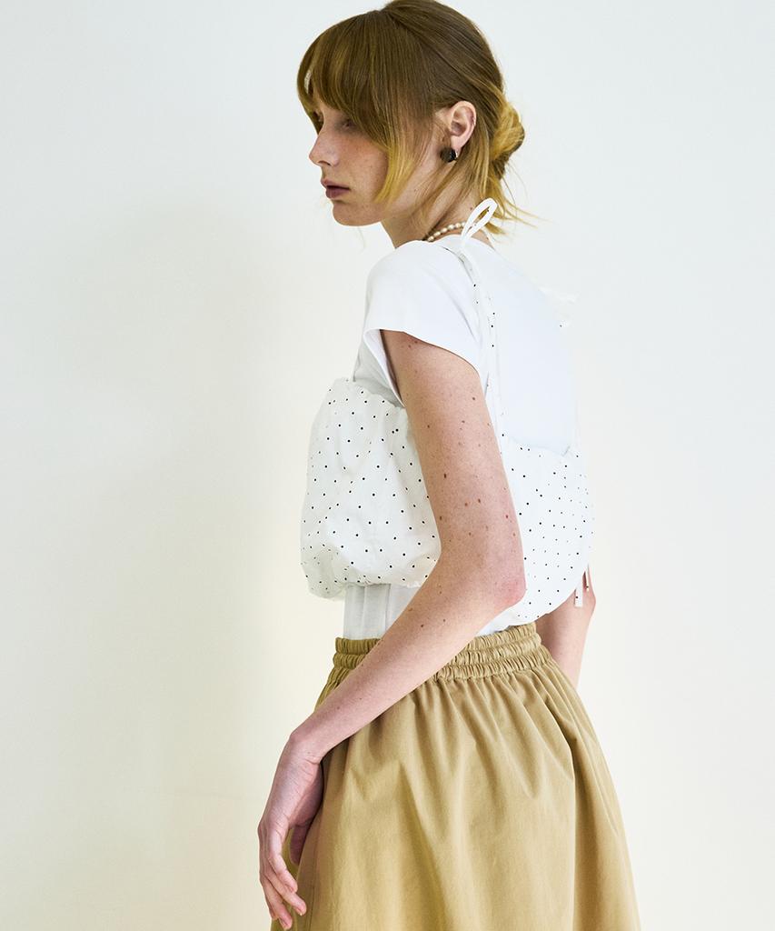 COQUET Ribbon Dot Tube Top Ivory