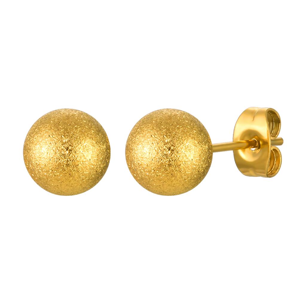 Minimalist Frosted Ball Earrings for Women, Matte Stainless Steel Small Stud Earrings, Dainty Fashion Female Jewelry Accessory