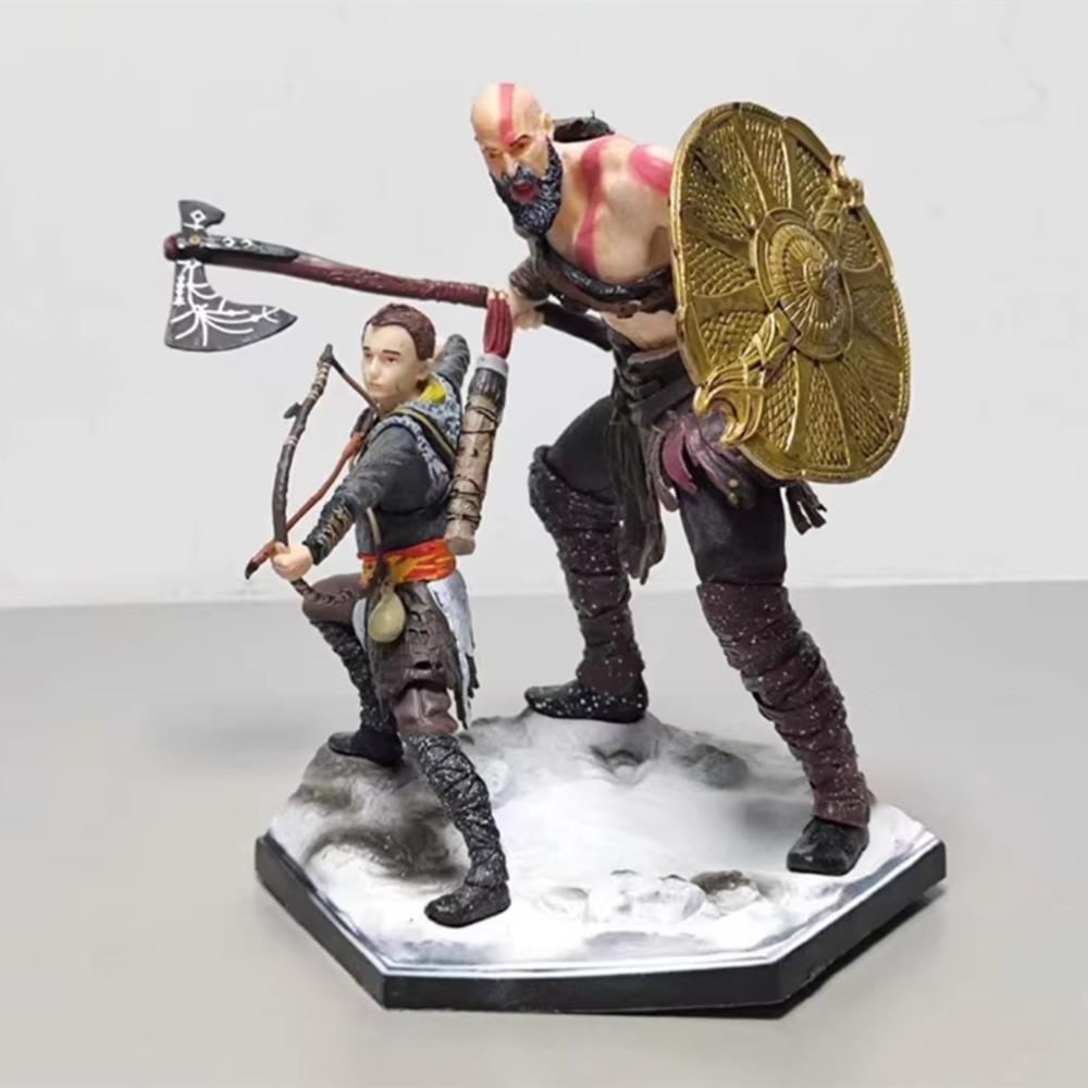 Kratos and Atreus Model God Of War Ragnarok Figuras Game Action Figure Toys Anime Collectible Figurine Doll Display Gift