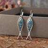 Vintage Personality  Silver Color Metal Carving Multicolour Fish Dangle Earrings for Women Party Ethnic