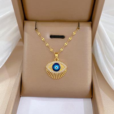 Eyelashes Eyes Light Luxury Banquet Wedding Necklace Female Versatile Collarbone Chain Titanium Steel Chain