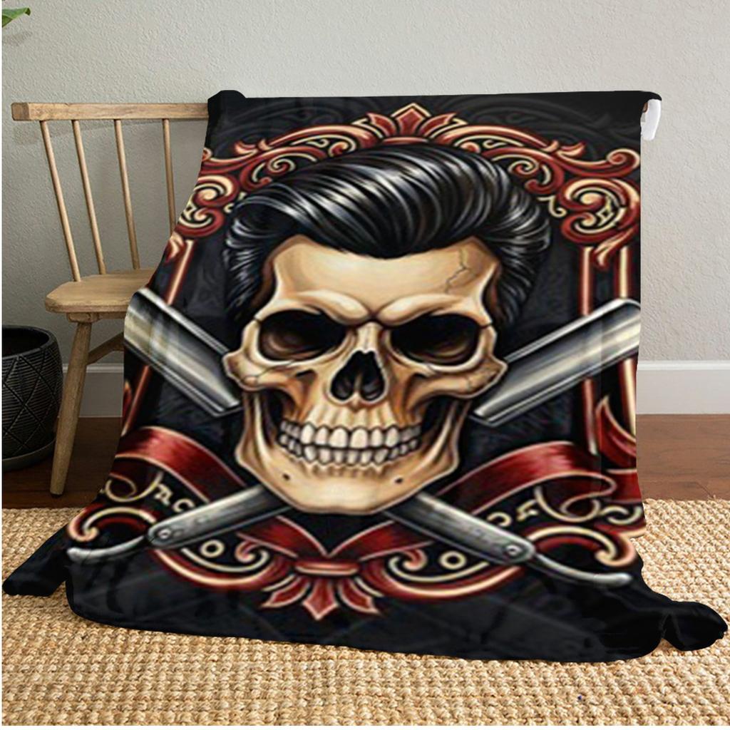 Skull Scissors Soft Comfortable All Seasons Sofa Office Naps Outdoor Travel Perfect Great Gift