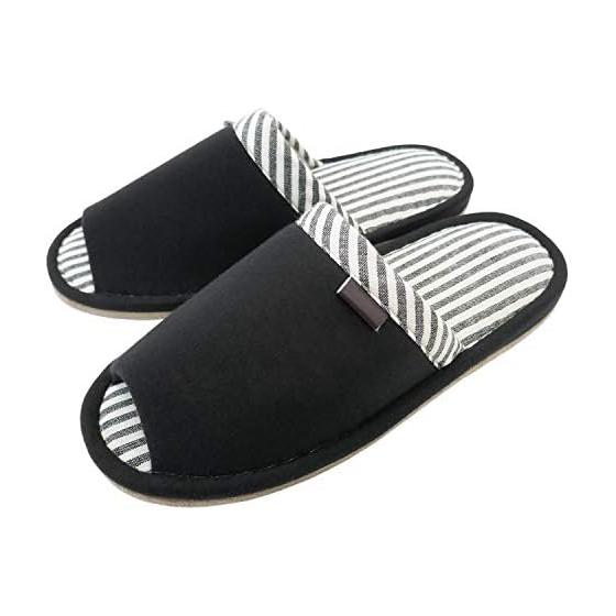 OKUMURA AAAA6917BK Okumura Large Size My Slippers Up to 29cm Monotone Cuff Standard Slippers (Black)