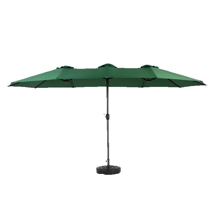 Parasol extérieur rectangulaire double face de 4,5 m avec manivelle (vert foncé) (sans pied)