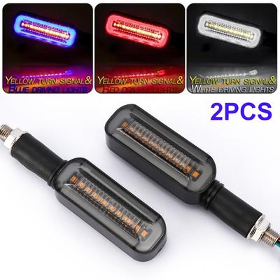 1 Par Universal Motocicleta LED Luz de Seta Fluindo Piscando Lâmpada Indicadora Pisca-pisca Luz Diurna