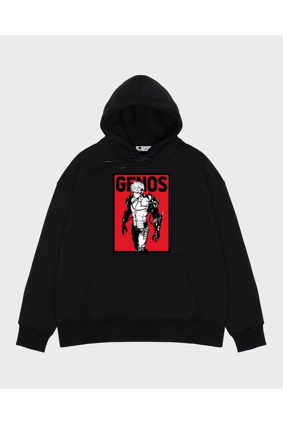 

Unisex Siyah Kapşonlu Sweatshirt Genos Cyborg Demon