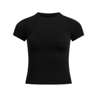 Meridian Core Round Neck Solid Slim Fit Short Sleeve T-Shirt Women Tops Black 6000341-001