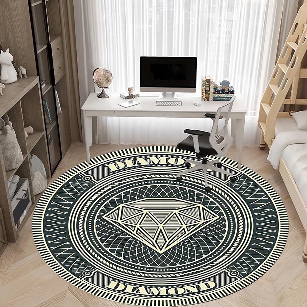 1pc Diamond Jewelry Chair Carpet for Office, Round Polyester Mat, Indoor Decor for Office, Easycare Fabric, Washable Non-slip Area Carpet