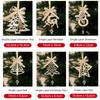 Gold Color Christmas Tree Pendant Snowflake Shape Star Design Snowflake Pendant Decorations Bell Accent Reindeer Motif