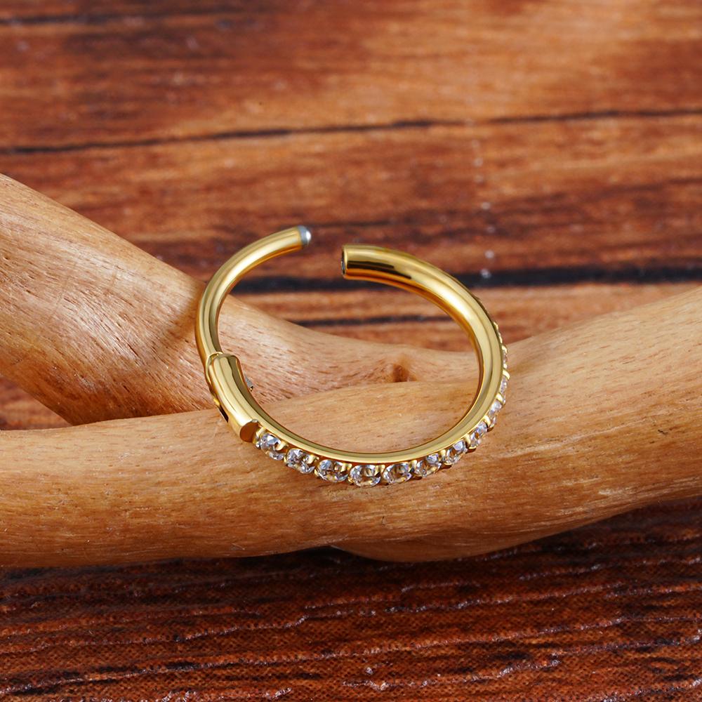 Rechter Großer ASTM F136 Titan Schlanker Huggie Creolen Ohrring 16G CZ Knorpel Helix Ohrläppchen Scharnier Ohrring Piercing Körperschmuck