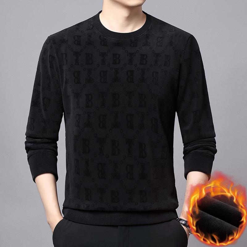 Men s Trendy High-End Printed Long Sleeve Hoodie - Soft, Versatile, Round Neck Base Layer for Spring, Autumn, Winter L