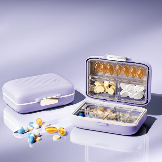 Yousheng Medicine Storage Box, Large Capacity 7 Compartment Weekly Pill Organizer, with Moisture Proof Seal Design, Portable Travel Medication