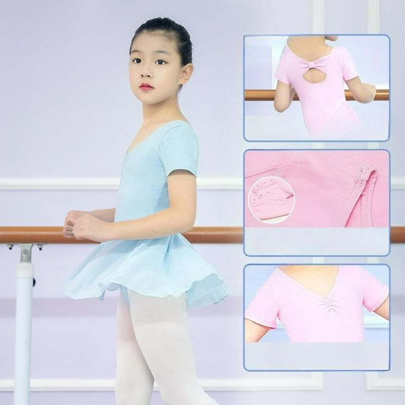 Dance Clothes, Children's and Girls' Ballet Skirts, Chinese Dance Clothes, Short-sleeved Practice Clothes, One-piece Clothes