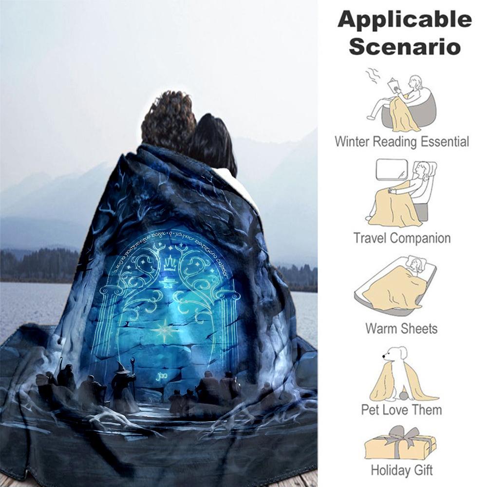 1pc Magic Forest Gate - Throw Blanket, Soft, Flannel Blankets, Living Room, All Seasons Use-1021091