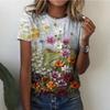 Women's T-shirts Fashion Floral Theme T Shirt Floral Plants Tees Summer Clothing Basic Female Tops Print