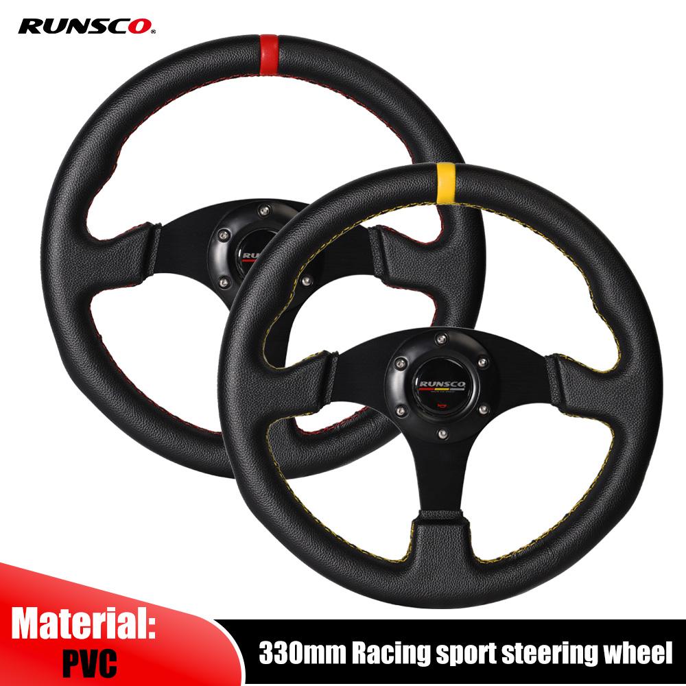 330mm/13 İnç Düz Direksiyon Simidi Alüminyum+PVC Drift Simülasyon Yarış Oyunu Direksiyon Simidi Evrensel