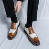 FashionMen's Business Leather Shoes lace up oxfords British Brown Pointed Business Casual Leather Shoes Men Dress Wedding Shoes