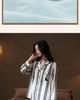 Women's Striped Thin Ice Silk Pajama Set, Long Sleeve, Spring/Autumn Style, High-End Feel for Indoors or Outdoors