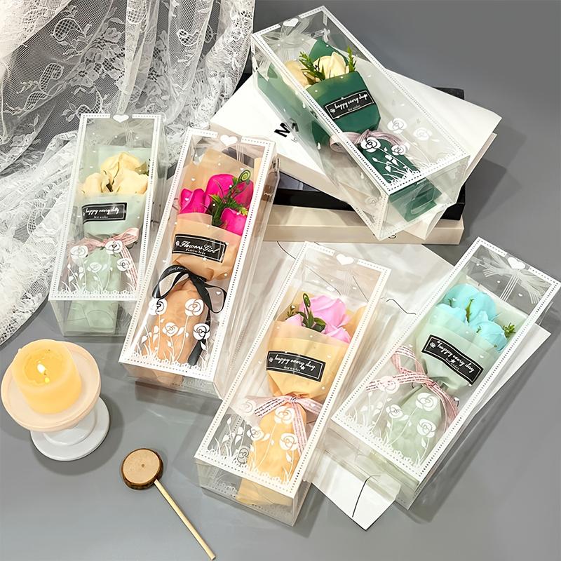 1 set flori de săpun parfumate de lungă durată, cutie cadou suvenir 9x7x25cm