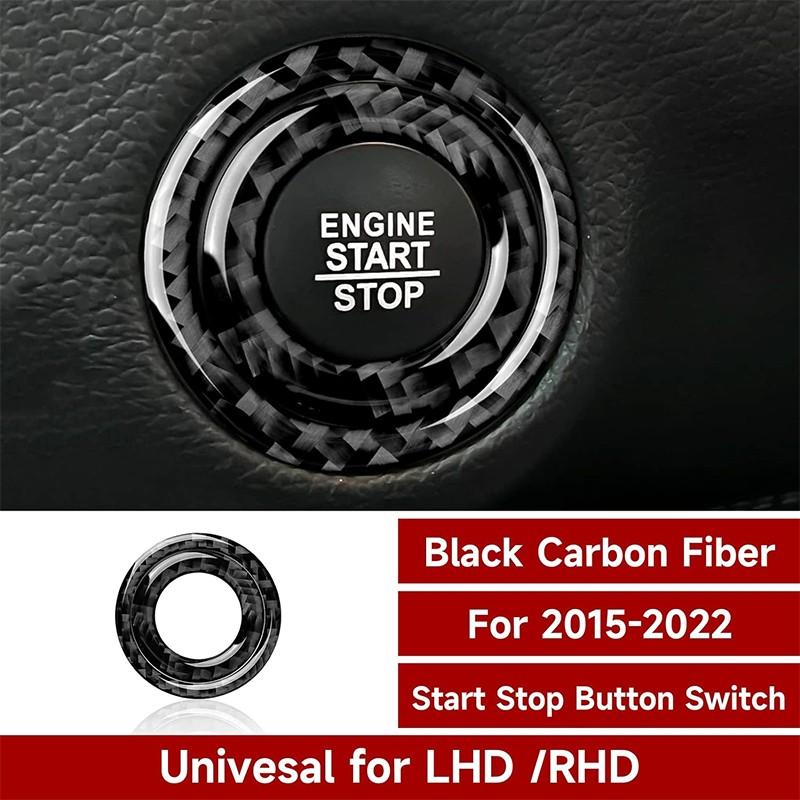 Carbon Fiber Engine Start Push Button Ring Trim Set For Dodge Challenger 15-2020