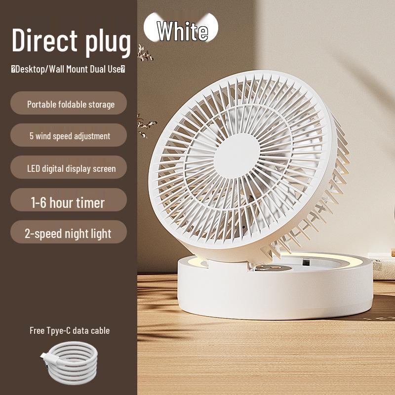 

Remote Control Wall-Mounted Mini Fan with Digital Display, Light, Oscillation, and USB Desktop Folding Feature 175*90*175 mm