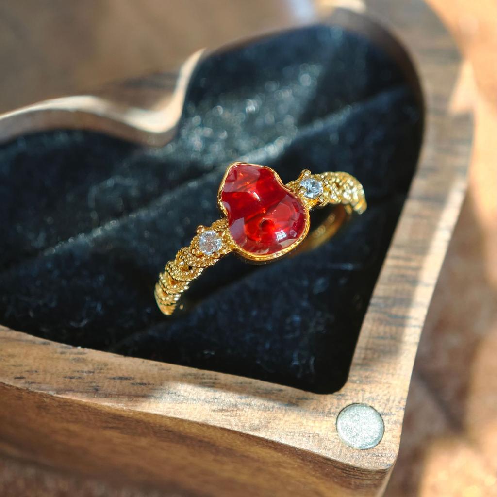 Anillo de Esmalte Vintage Cepillado de Lujo Ligero Rubí Morado Diamante Anillo para Dedo Índice Anillo Apilable Estilo de Uso Accesorios Premium Versátiles