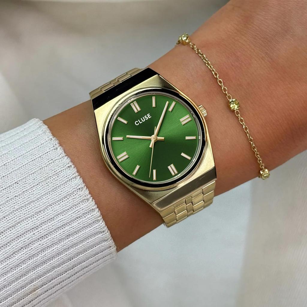 [CLUSE] Ladies' Watch [Retro] Forest Green Gold Metal Strap CW35105